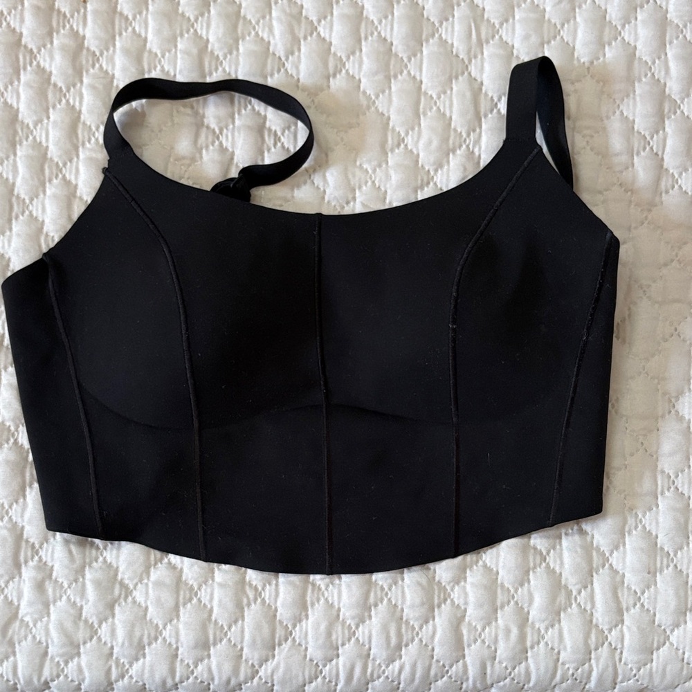 Offline Black Structured Crop Tank Top with bra built in size L